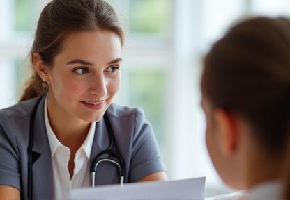 Speech pathologist conducting an assessment.